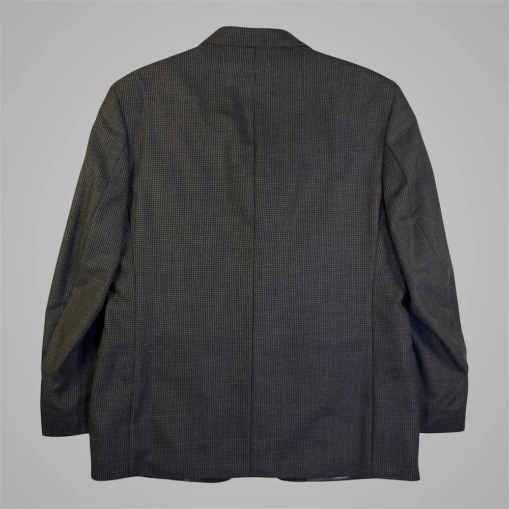 Oscar de la Renta 42R Sport Coat Blazer Brown Micro Houndstooth‎ Wool Cashmere